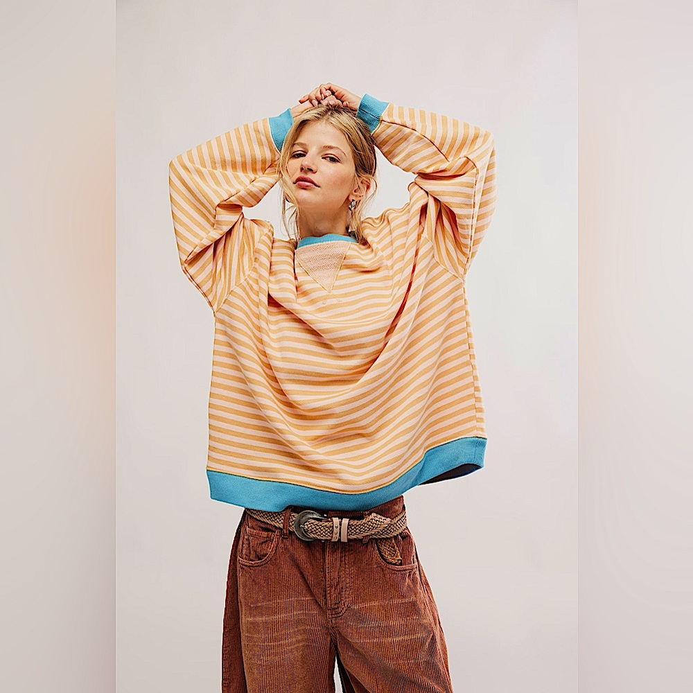 Free People Classic Striped Crew NWOT - Picture 2 of 8